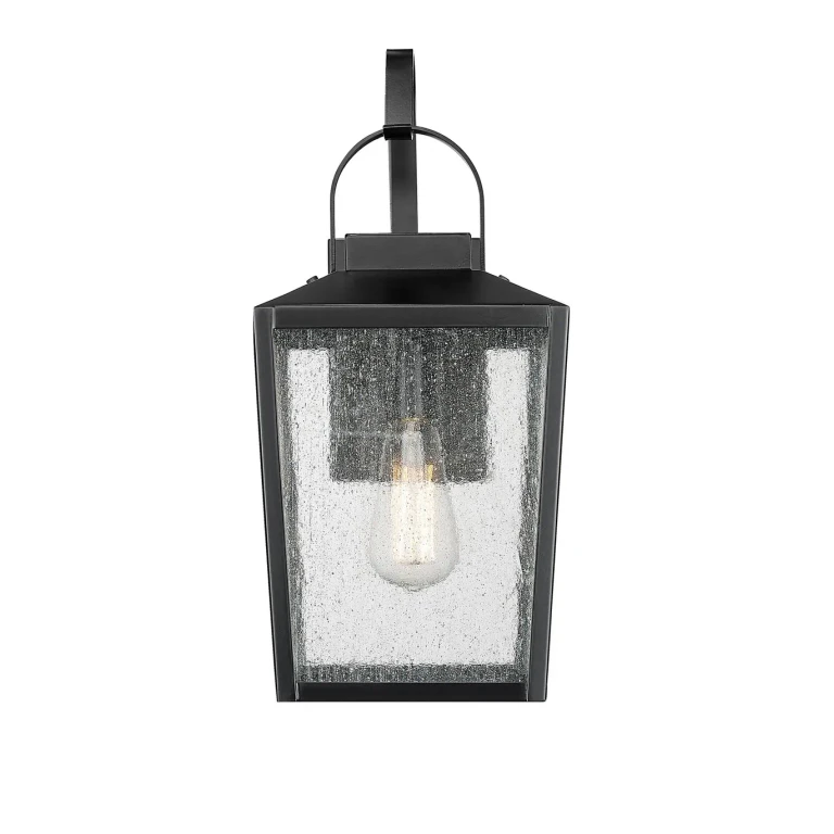 Powder Coated Black One Light Outdoor Wall Sconce from the Devens Collection