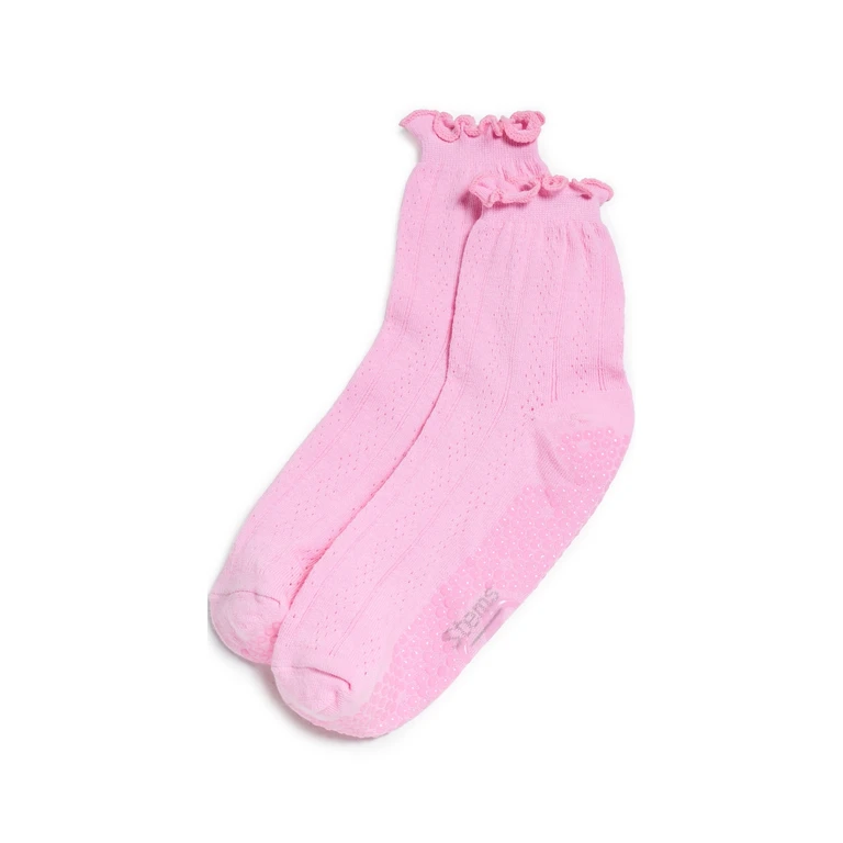 Stems Pointelle Grip Socks Blush One Size