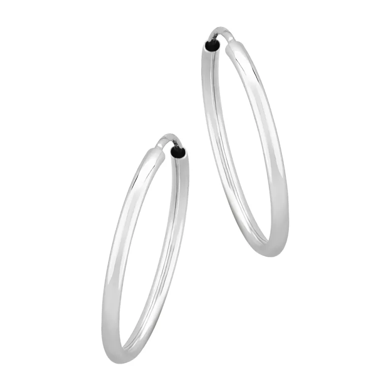 Small Endless Hoop Earrings in 14K White Gold