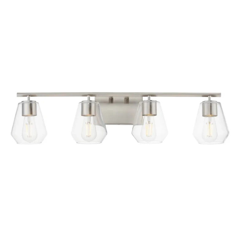 Satin Nickel Bathroom Vanity Light from the Geode Collection