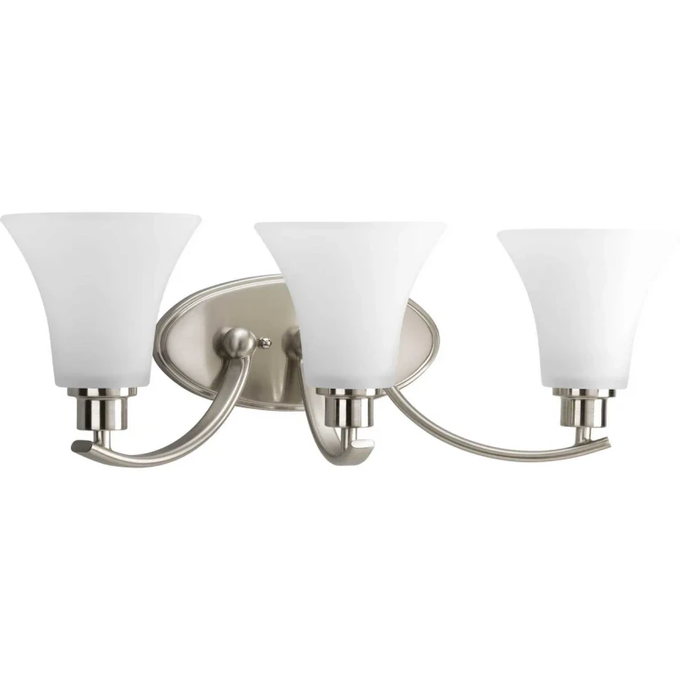Brushed Nickel Three Light Bath Bracket from the Joy Collection