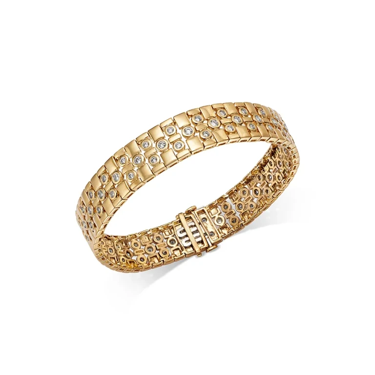 Luxe Collection Diamond Statement Bracelet in Textured 14K Yellow Gold, 1.50 tcw