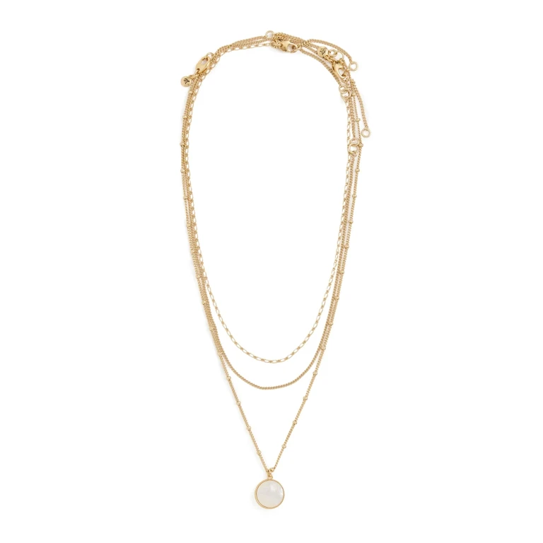 Madewell Three-Pack Mother of Pearl Necklace Set Vintage Gold One Size
