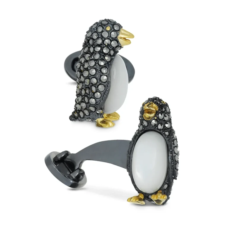 Sterling Silver & Marcasite Penguin Cufflinks