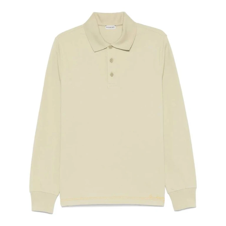 Burberry Logo Embroidered Long Sleeve Polo Shirt