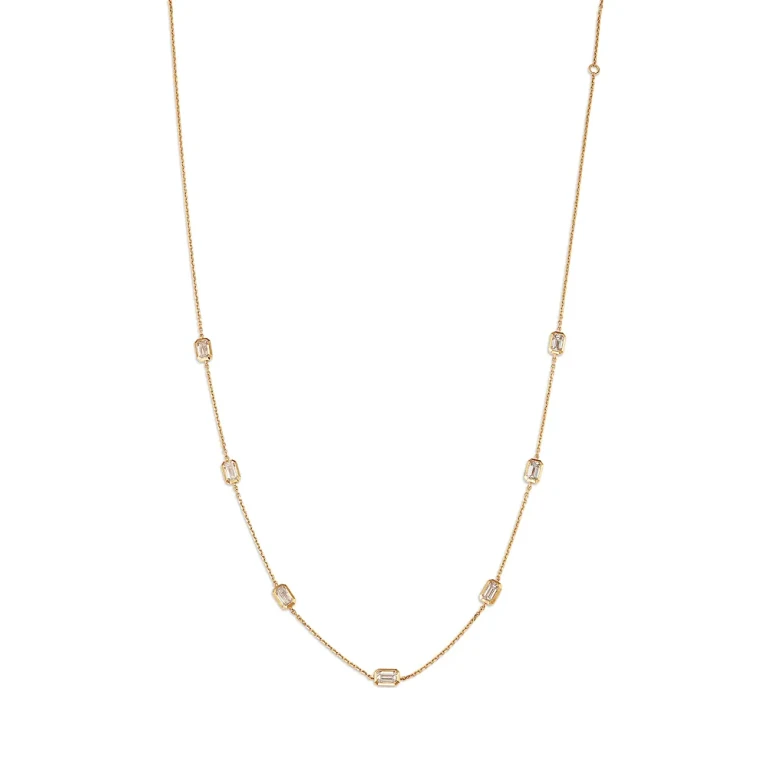 Luxe Collection Certified Lab Grown Diamond Emerald Cut Diamond by the Yard Collar Necklace in 14K Yellow Gold, 2.2 tcw