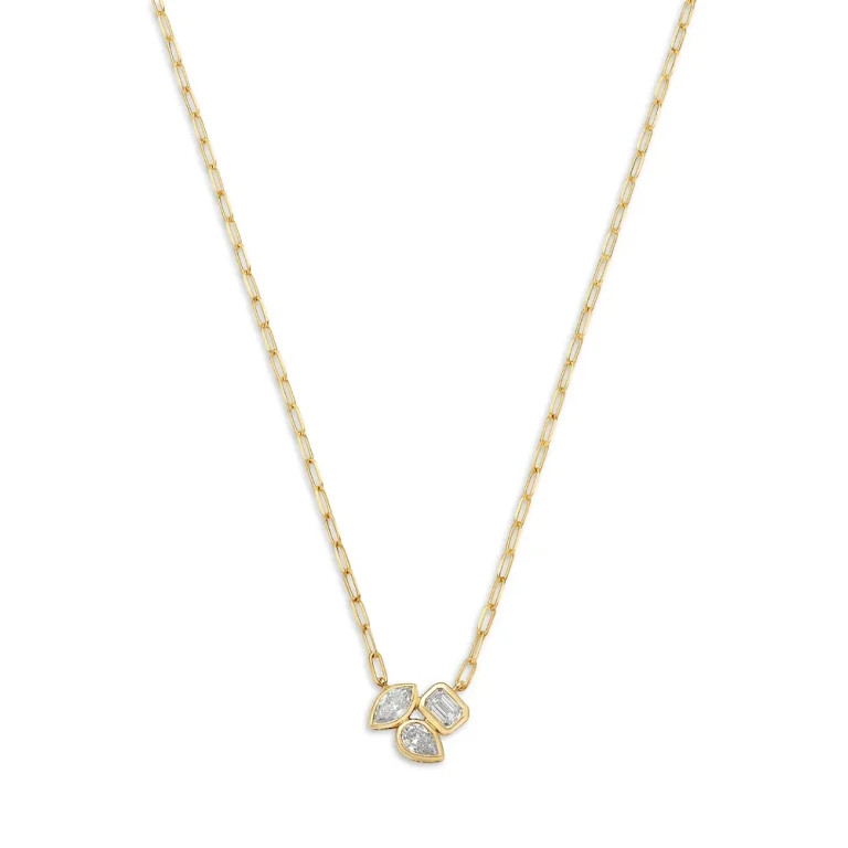 Luxe Collection Certified Lab Grown Diamond Mixed Cut Cluster Pendant Necklace in 14K Gold, 0.50 tcw