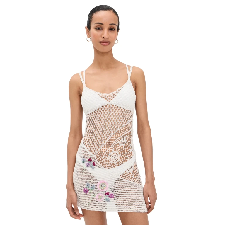 Frankies Bikinis Apollo Crochet Mini Dress Tanlines XS