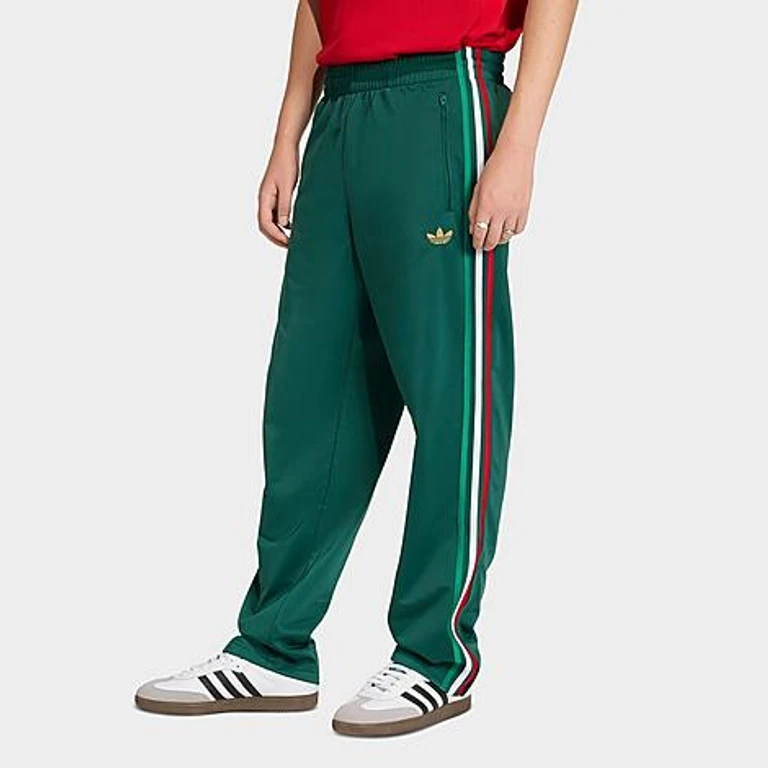 adidas Men's Originals adicolor Firebird Track Pants in Team Dark Green/Bold Green/White Size: XS