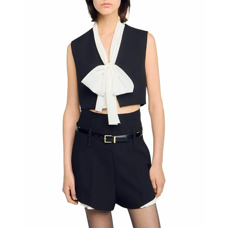 Sandro Bow Neck Crop Top
