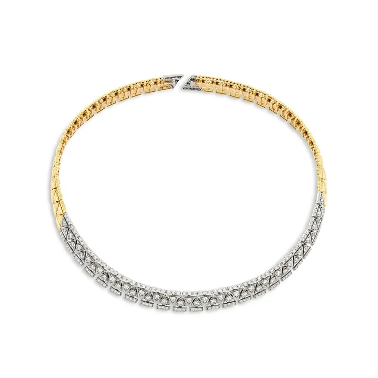Etho Maria 18K White & Yellow Gold Reflexion Diamond Cuff Collar Necklace, 15