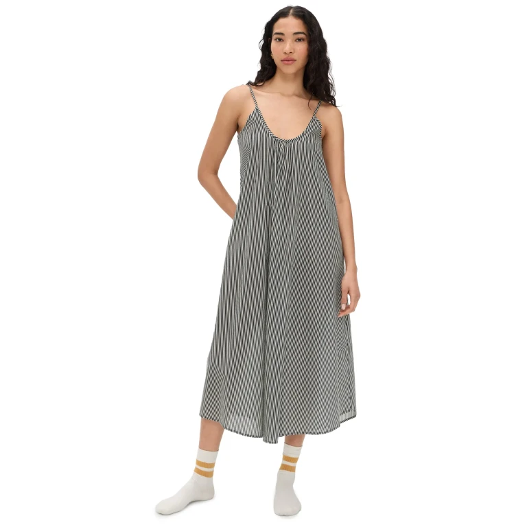 THE GREAT. The Slip Sleep Dress Black & Cream Crew Stripe 3