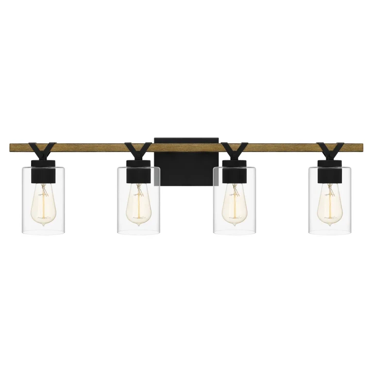 Matte Black Four Light Bath from the Devon Court Collection