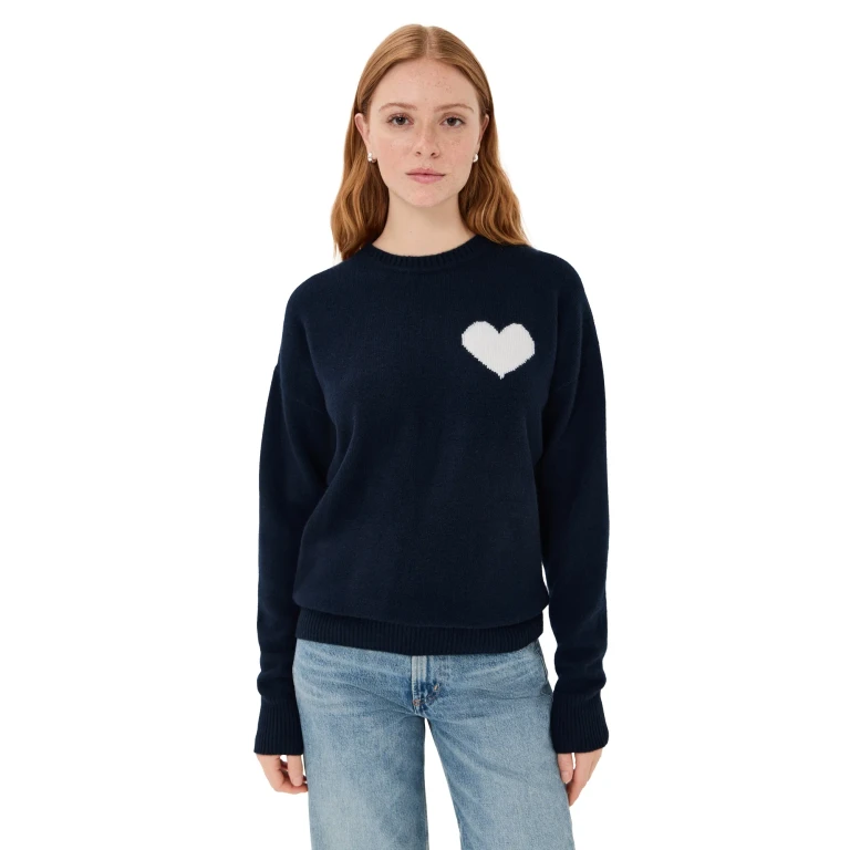 SPRWMN Cashmere Heart Logo Sweater Navy XL