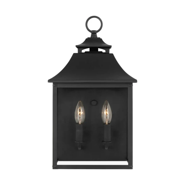 Textured Black Two Light Outdoor Wall Sconce from the Galena Collection