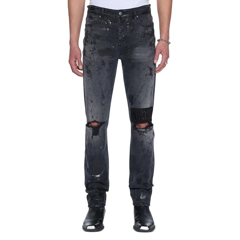 Ksubi Chitch Powder Slim Fit Distressed Jeans in Charcoal Gray
