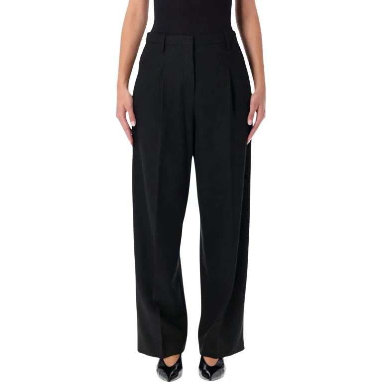 By Malene Birger Elsa Black High-waisted Wide-leg Trousers