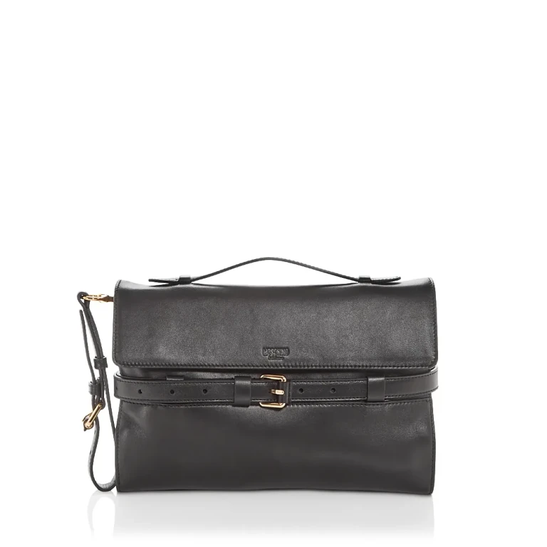 Moschino Tie Me Leather Clutch