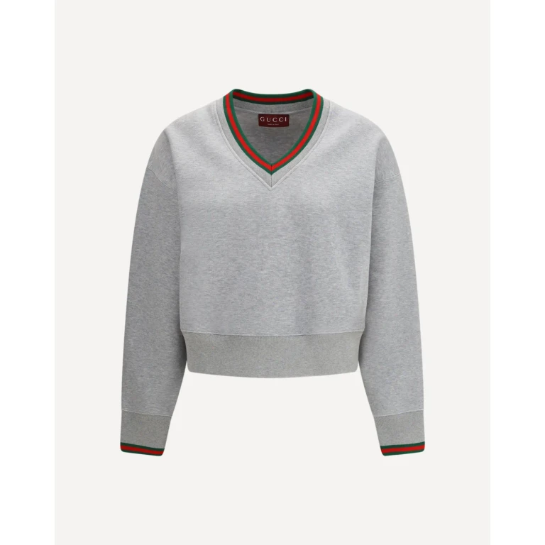 Felpa Gucci in jersey di cotone con banda Web da donna
