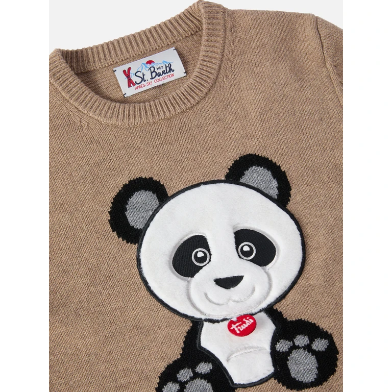 MC2 Saint Barth Brown Sweater For Kids With Panda