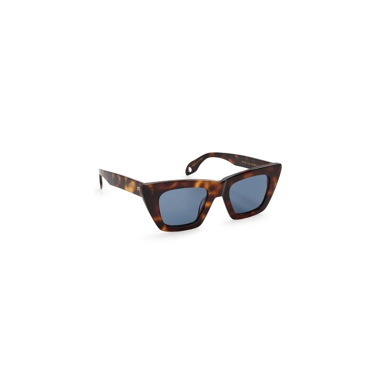 Elisa Johnson Lori Sunglasses Brown Tortoise Dark Blue Lens One Size
