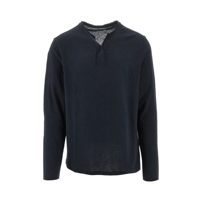 MAJESTIC FILATURES Tunisian collar linen blend T-shirt Man S