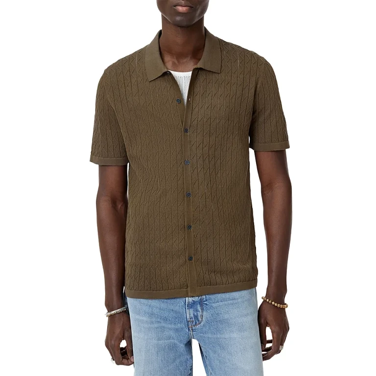 John Varvatos Moore Short Sleeve Regular Fit Textured Sweater