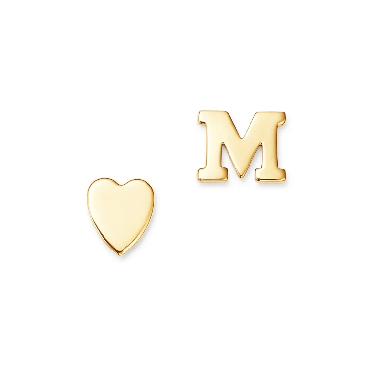 Zoe Lev 14K Yellow Gold Heart & Initial Stud Earrings