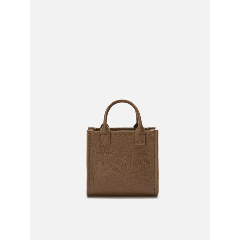 Mc2 Saint Barth Vanity Bag Mini Shoulder Brown Hammered Leather - Unisex