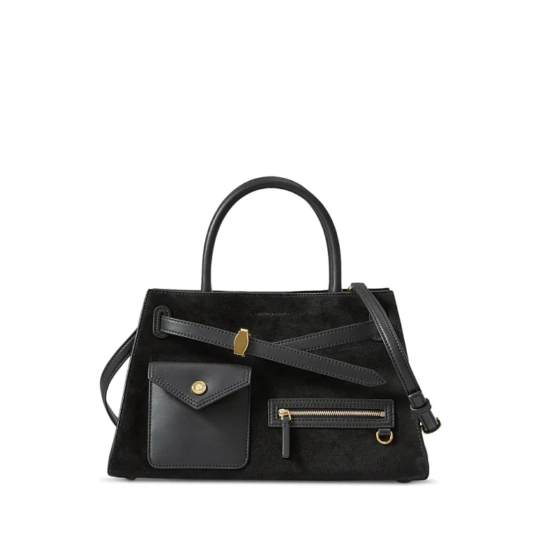 Veronica Beard Cargo Medium Suede Leather Satchel