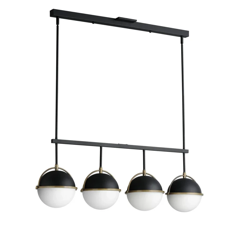 Black Weathered Brass Four Light Linear Pendant from the Duke Collection