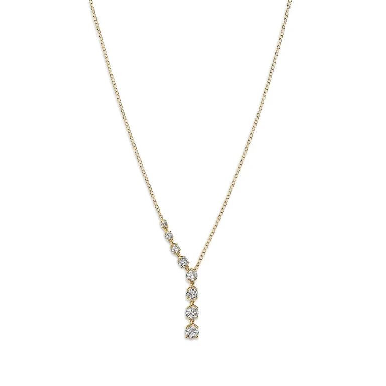 Luxe Collection Certified Lab Grown Diamond Graduated Asymmetric Necklace in 14K Yellow Gold, 1.0 tcw