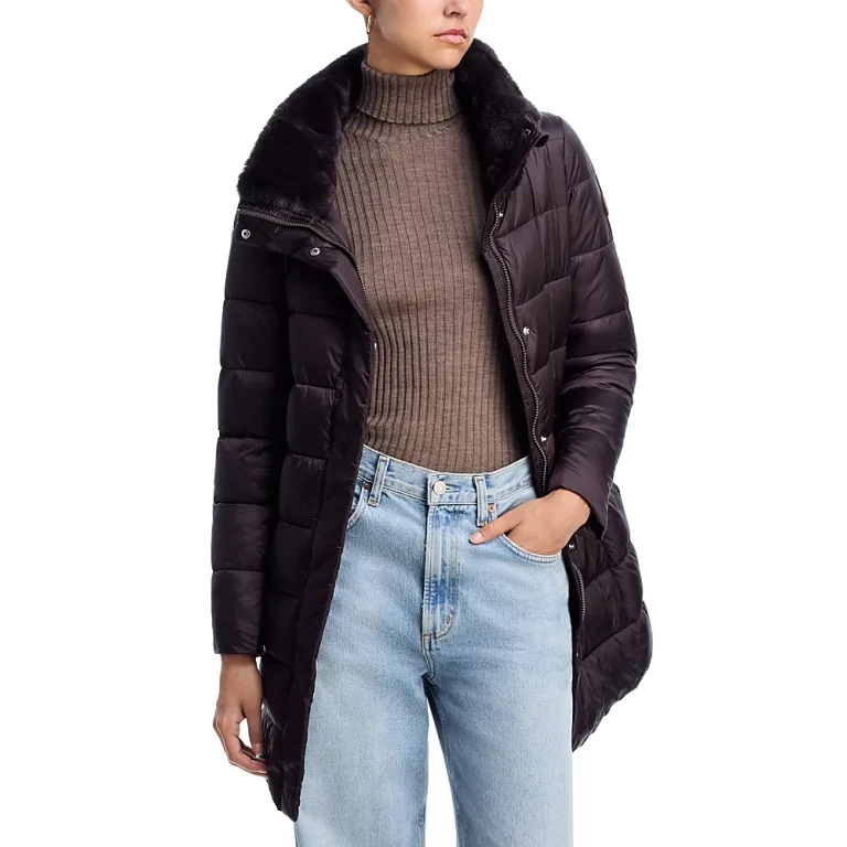 Save The Duck Dalea Faux Fur Trim Puffer Coat