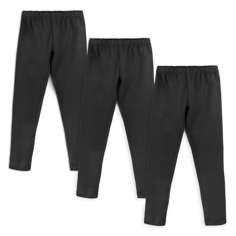 Kids Organic Cotton Leggings 3 Pack. No Reinforced Knee