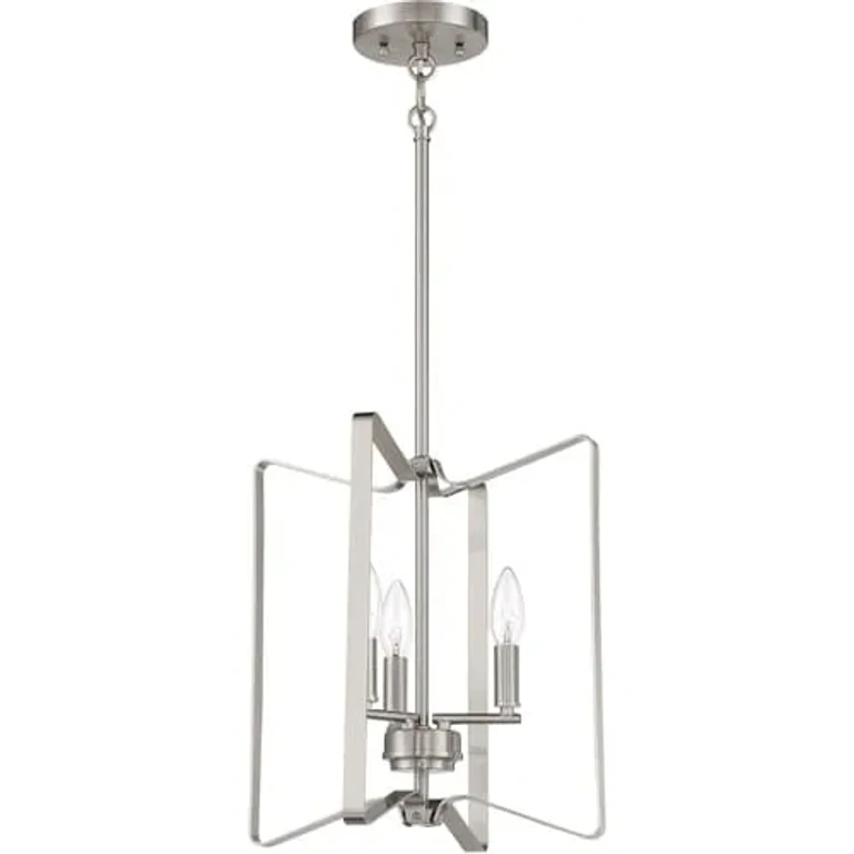 Brushed Polished Nickel Three Light Foyer Pendant from the Shayna Collection