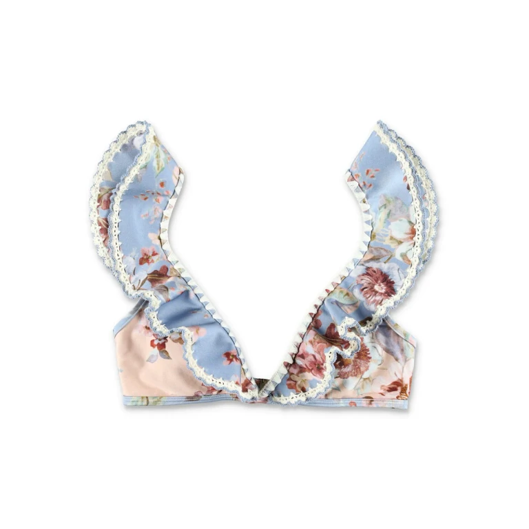Zimmermann Floral Ruffled Triangle Bikini Top