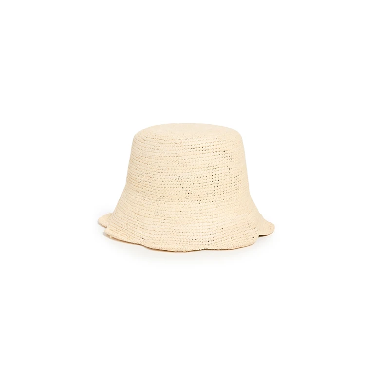 Freya Packable Scallop Straw Bucket Hat Natural L