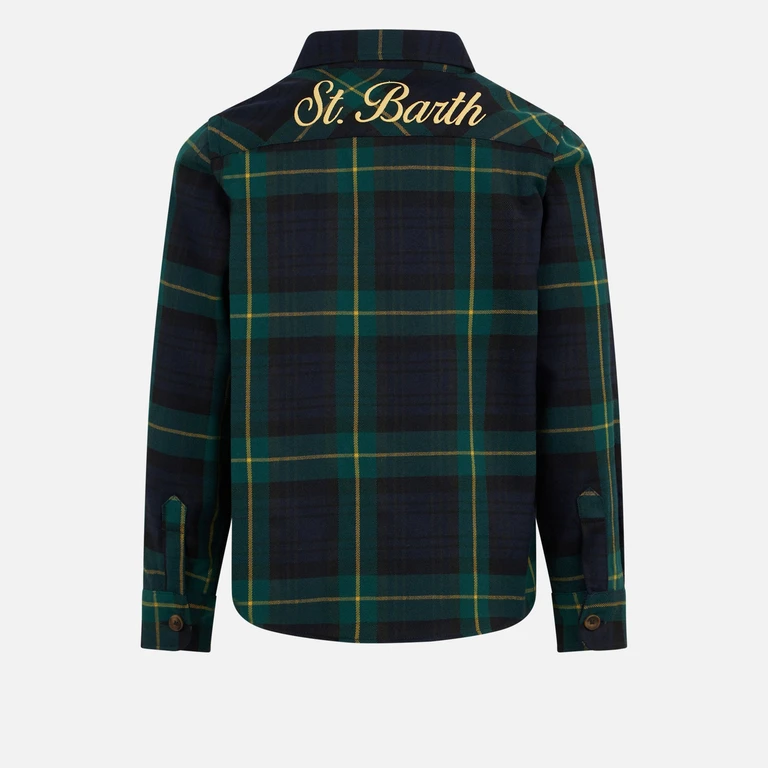Mc2 Saint Barth Boy Wooly Shirt With Tartan Print Blue