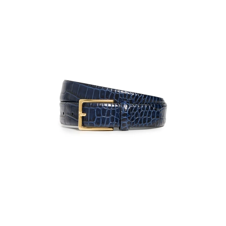 Anderson's Narrow Semi Formal Mock Crock Print Belt Navy 80