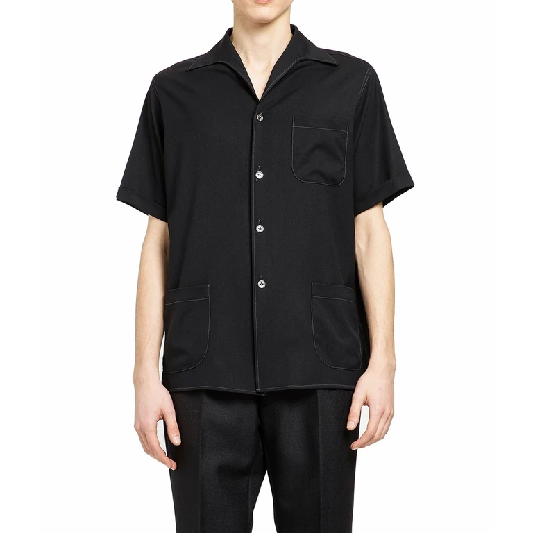 Maison Margiela Short-Sleeve Wool Shirt Black - Men
