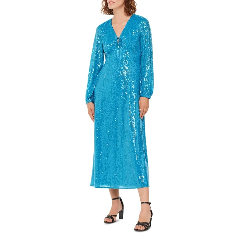 Whistles Sequin Keyhole Midi Dress