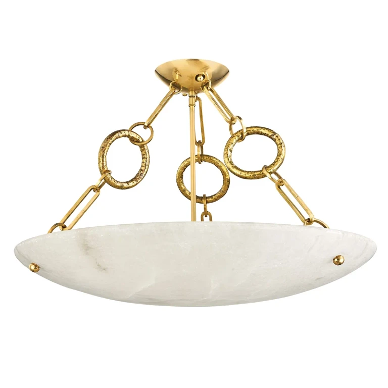 Vintage Brass Six Light Semi Flush Mount from the Yadira Collection