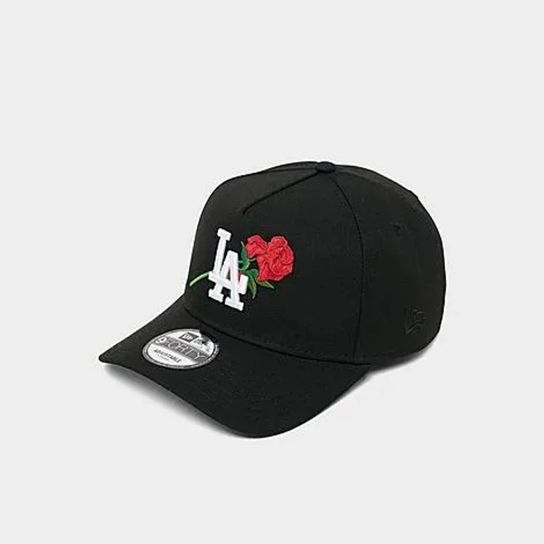New Era Los Angeles Dodgers MLB Rose 9FORTY A-Frame Snapback Hat in Black/White/Red
