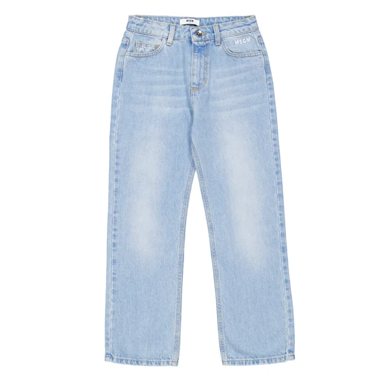 Msgm Boys Embroidered Logo Mid-Rise Denim Jeans, Size 10