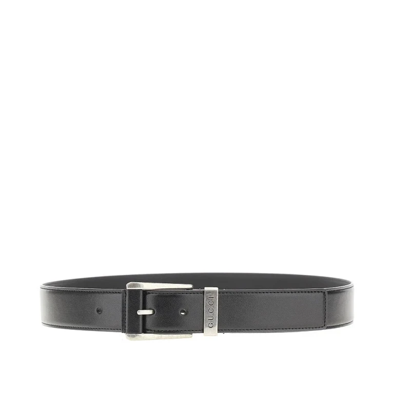 GUCCI Leather belt with logo Man 85