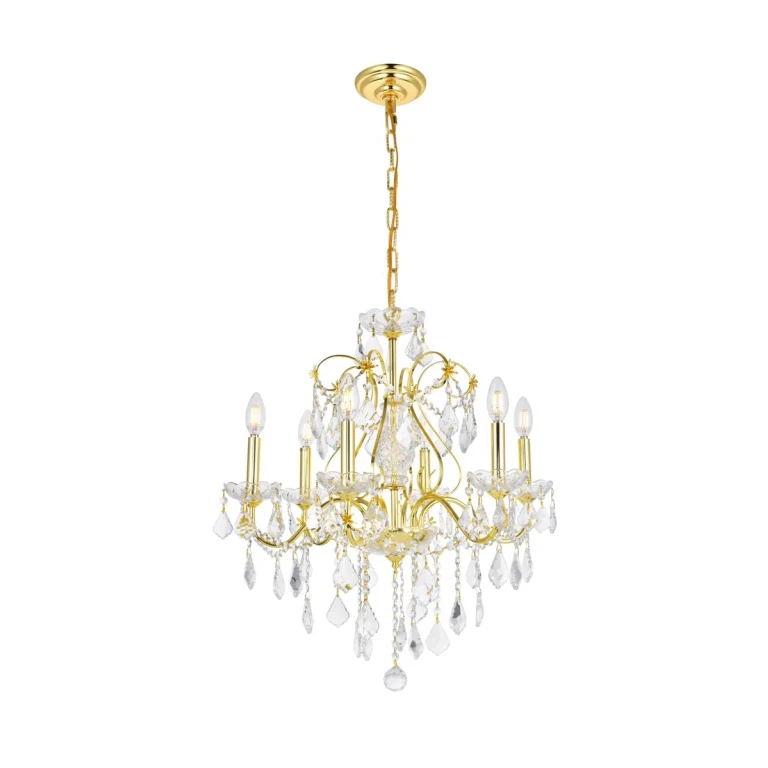 Gold Six Light Chandelier from the St. Francis Collection