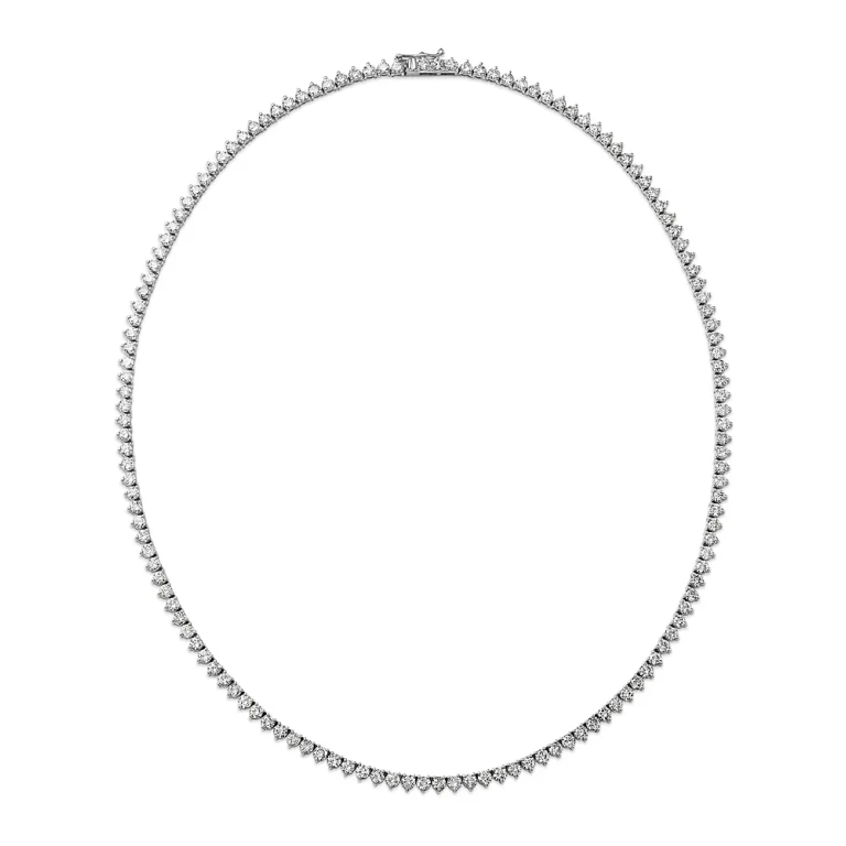 Diamond Tennis Necklace in 14K White Gold, 10.0 tcw