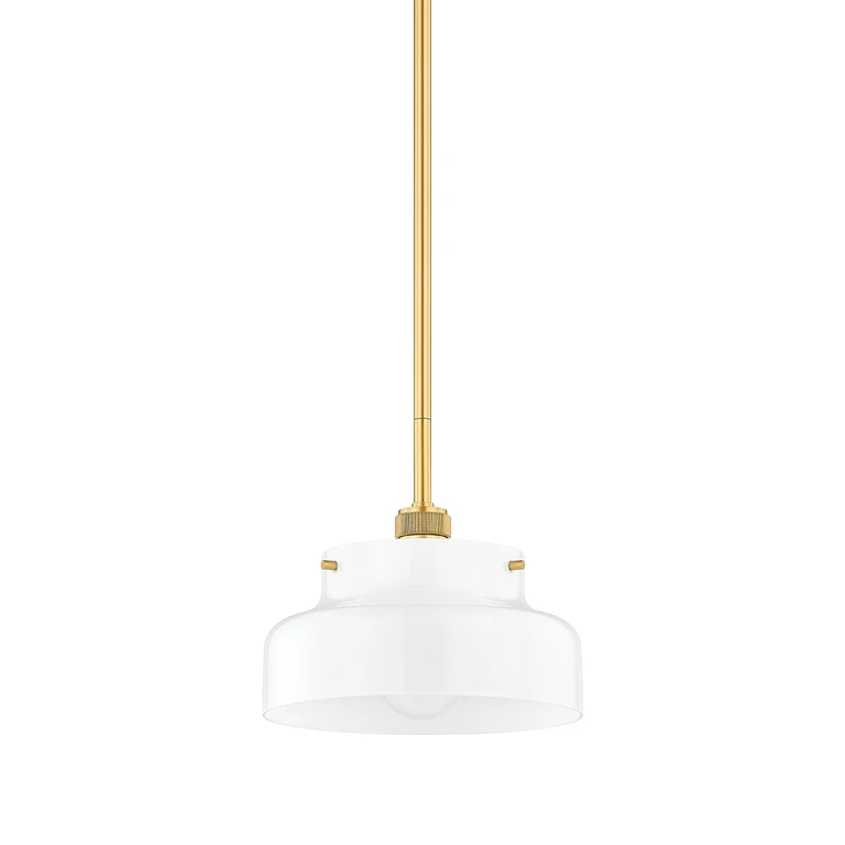 Aged Brass One Light Pendant from the Luella Collection