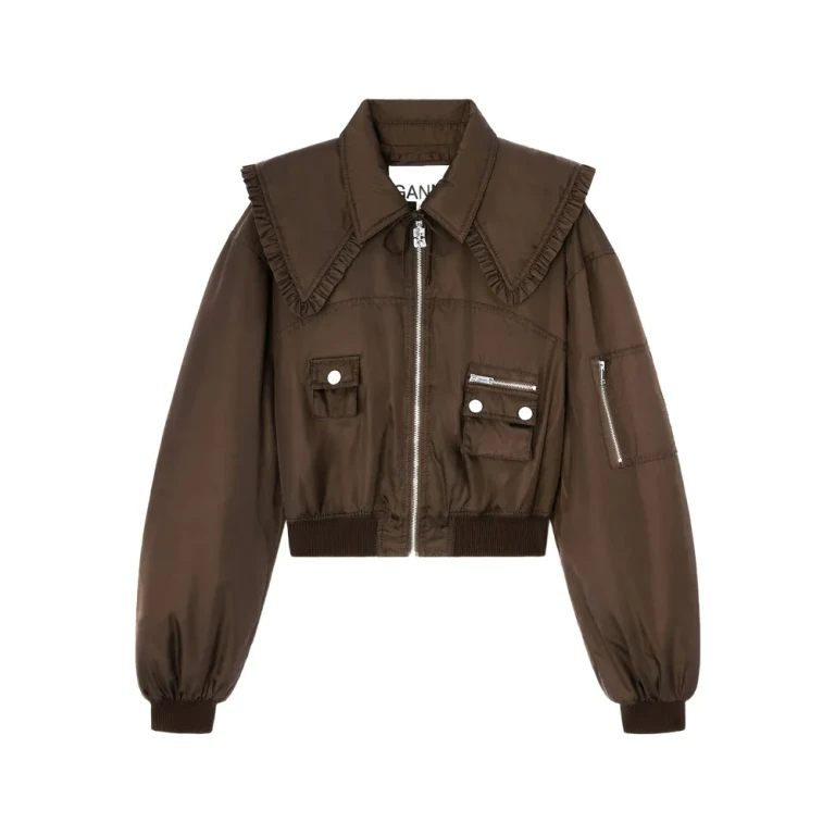 Ganni Ruffled-detail Bomber Jacket