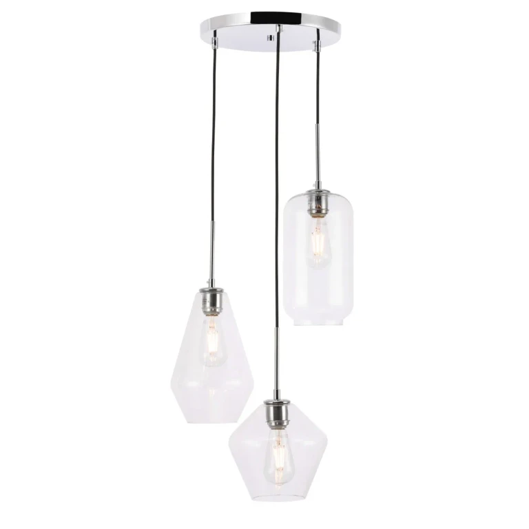Chrome Three Light Pendant from the Gene Collection